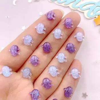 100 шт., блестящая мини-смола, милые кристаллы, красочные призраки, дизайн ногтей, плоская задняя часть, стразы, аппликация, сделай сам, Хэллоуин, декор для скрапбукинга