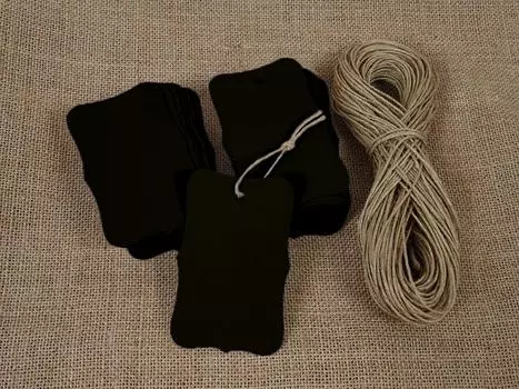 100 шт. бонбоньерки, свадебные сувениры, подарочные бирки прямоугольной формы из картона с бесплатным натуральным джутовым шпагатом 0.75 Inches Diameter синий