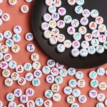 100 шт., браслет из бусин с буквами для изготовления ювелирных изделий, модные аксессуары ручной работы «сделай сам», А-Я White Multicolor