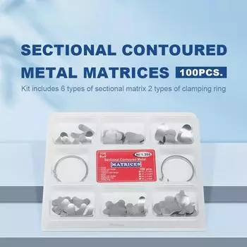 100 шт. брендовые зубные ленты для пломбирования полости зуба с металлической матрицей, набор полных секционных контурных лент для амальгамных композитных реставраций CHINA