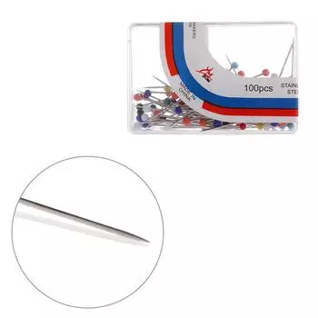 100 шт., булавка для шитья, прямые булавки с круглой головкой, цветной жемчужный корсаж