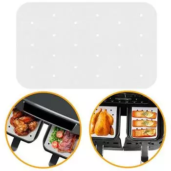 100 шт. бумага для фритюрницы с антипригарным водонепроницаемым дизайном отверстий, одноразовые прямоугольные пергаментные бумажные вкладыши для выпечки, кухонные принадлежности коричневый