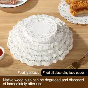 100 шт. бумага для выпечки, элегантный кружевной дизайн, впитывающая масло бумага, одноразовые вкладыши для выпечки, домашняя кухня 5.5 inch 100pcs