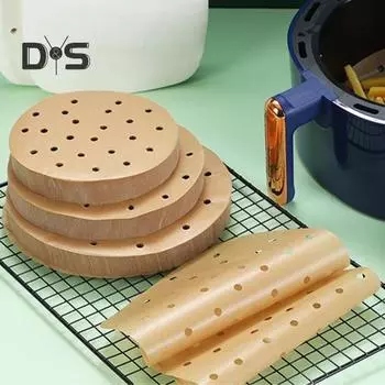 100 шт. бумага для выпечки, универсальная антипригарная перфорированная многофункциональная жиронепроницаемая форма для выпечки, кухонная утварь 15cm естественный