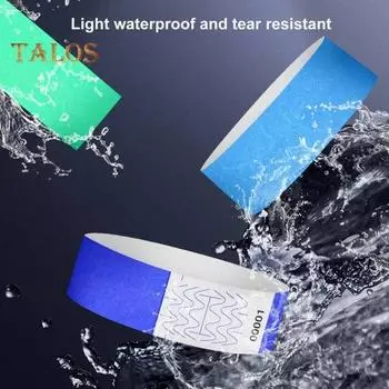 100 шт. бумажные браслеты, водонепроницаемые, устойчивые к разрыву идентификационные браслеты, простые в эксплуатации одноразовые браслеты для мероприятий, концертов, фестивалей трава зеленый