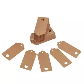 100 шт. бумажные подарочные бирки в виде полого сердца в винтажном стиле с джутовой нитью для свадебных подарков