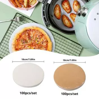 100 шт. бумажные подкладки для фритюрницы, круглые одноразовые подкладки для фритюрницы, жиронепроницаемые бумажные коврики для пароварки