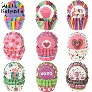 100 шт., бумажные стаканчики для кексов, вкладыш для кексов, коробка для выпечки, коробка для чашек, поднос для вечеринки, инструменты для украшения торта, декор для дня рождения