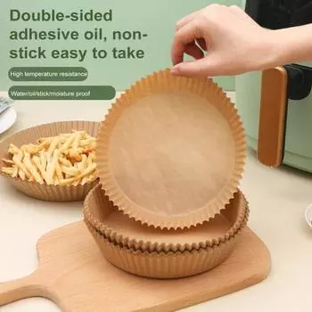 100 шт., бумажные вкладыши для фритюрницы, антипригарные, маслостойкие, круглые пергаментные бумаги для выпечки, обжарки в микроволновой печи, одноразовые жировые вкладыши 100pcs