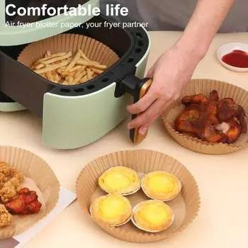 100 шт. бумажные вкладыши для фритюрницы, антипригарные маслостойкие круглые пергаментные бумаги для выпечки, обжарки в микроволновой печи, одноразовые жировые вкладыши для здоровья 100pcs