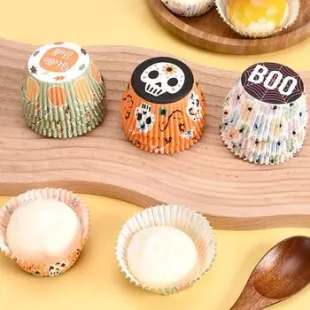 100 шт. бумажный стаканчик для торта на Хэллоуин с милым рисунком Снегурочки, держатель для упаковочной бумаги для выпечки, маслостойкий держатель для торта