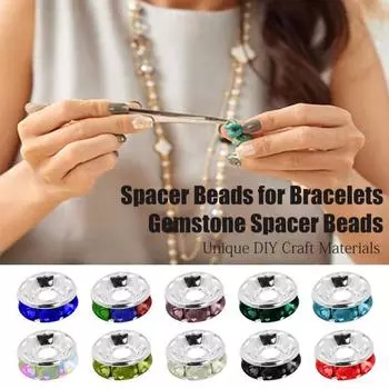 100 шт., бусины-разделители с хрустальными стразами, 8 мм, посеребренные бусины, набор искусственных красочных хрустальных бусин для изготовления ювелирных изделий, браслетов, ожерелий своими руками