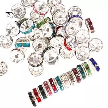 100 шт., бусины-разделители с хрустальными стразами, 8 мм, посеребренные бусины, набор искусственных красочных хрустальных бусин для изготовления ювелирных изделий, браслетов, ожерелий своими руками White