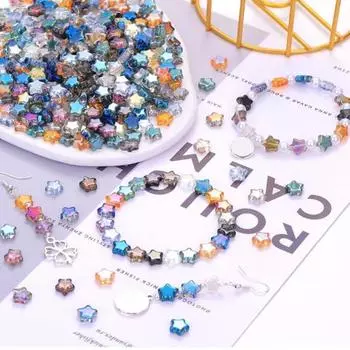 100 шт., бусины со звездами, универсальные, тонкая работа, красочные стеклянные бусины, сделай сам, изготовление ювелирных изделий, украшения для рукоделия G