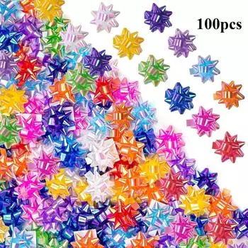 100 шт./бутылка, мини-банты для упаковки подарков, 2,5 см/1 дюйм, блестящие пластиковые банты, на День святого Валентина, дни рождения и свадьбы