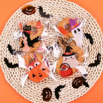 100 шт. целлофановые пакеты для конфет на Хэллоуин, самоклеящиеся прозрачные пакеты для сладостей или угощений для детей, подарочные пакеты для вечеринки на Хэллоуин 100pcs