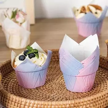 100 шт., чашки для кексов, легкие градиентные цвета, вкладыши для выпечки тортов, универсальные чашки для кексов для свадеб, дней рождения, вечеринок B
