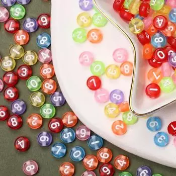 100 шт. цифровые круглые акриловые бусины 0-9 цифровые арабские цифровые бусины свободные бусины для самостоятельного изготовления ювелирных изделий браслета ожерелья брелока Style 6