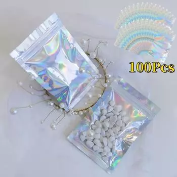 100 шт. цветная лазерная упаковка самозапечатывающаяся сумка для ожерелий, сережек, ювелирных изделий, упаковочная сумка для телефона, чехол для телефона, Инь-Янь, лазерная сумка 7x10cm