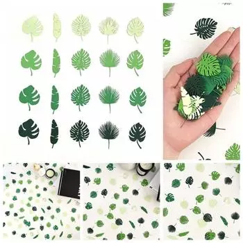 100 шт. цветной бумаги зеленые растения конфетти зеленая черепаха спина листья разбрызгиватели день рождения вечеринка 100pcs