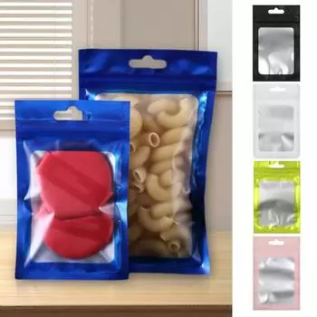 100 шт. цветной матовый прозрачный герметичный закрывающийся пакет, односторонний пластиковый пакет, устойчивый к запаху, сумка для хранения закусок 7x10cm чёрный