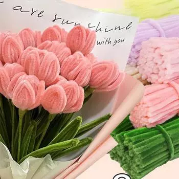 100 шт. цветной синель стебель витой стержень шерсть корень пушистый стержень железная проволока сделай сам ручная работа скручивание украшения ершики для труб плюш 1