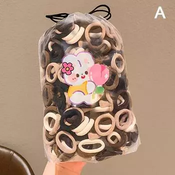 100 шт. цветные базовые нейлоновые эластичные резинки для волос для девочек, держатели для хвостиков