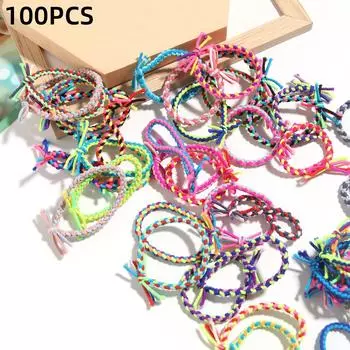 100 ШТ Цветные Плетеные Узловые Резинки для Волос для Женщин Девочек Твисты Косы Веревка Головной Убор Набор Аксессуаров для Волос