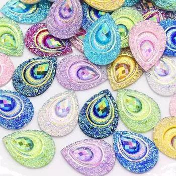 100 шт. цветных каплевидных стразы с плоской задней поверхностью в виде павлиньего глаза из смолы, MM капли воды с плоской задней поверхностью из смолы, для сумок, одежды, обуви, свадебных поделок своими руками разноцветный