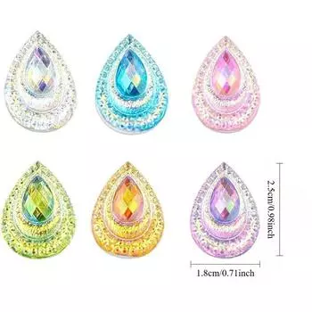 100 шт. цветных каплевидных стразы с плоской задней поверхностью в виде павлиньего глаза из смолы, MM капли воды с плоской задней поверхностью из смолы, для сумок, одежды, обуви, свадебных поделок своими руками разноцветный