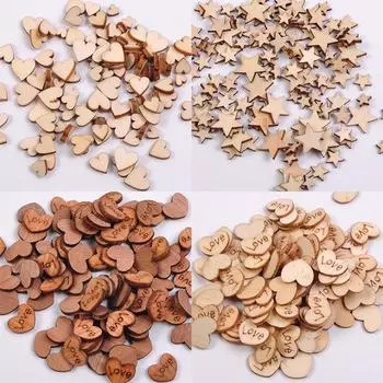 100 шт. День рождения Новый год Деревянные пуговицы Рождественские украшения Декор Ремесло Деревянные украшения для дома для домашнего мероприятия Свадьба Вечеринка DIY