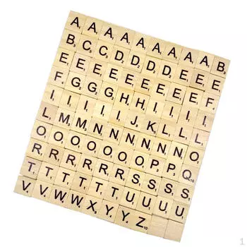 100 шт., деревянная плитка, черные буквы, головоломка, доска с алфавитом, поделки