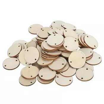 100 шт. Деревянная щепа DIY Круглые пустые подвески Украшения для дома Аксессуары ручной работы