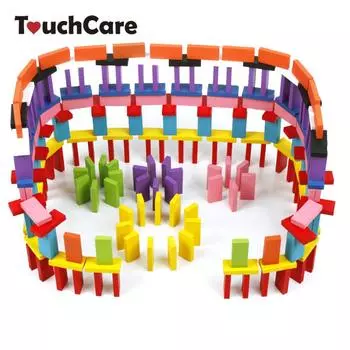 100 шт., деревянные башни-домино, строительные блоки, игрушки, цвета радуги, блоки раннего интеллекта, образования 100Pcs/lot