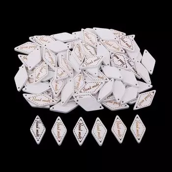 100 шт., деревянные бирки ручной работы, пуговицы с 2 отверстиями, швейные принадлежности, белые 0.3cm чёрный