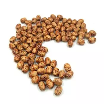 100 шт. деревянные бочкообразные бусины с принтом, европейские бусины с большим отверстием 8x10 мм 01