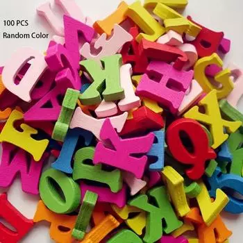 100 шт. Деревянные буквы/цифры Ассорти цветные Деревянные буквы для рукоделия Конфетные цвета Смешанный деревянный алфавит non-porous letters разноцветный