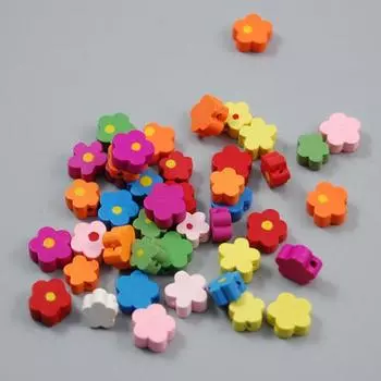 100 шт., деревянные бусины с цветком, детские зажимы для соски, разделительная бусина, DIY Craft, 10 мм 12mm разноцветный