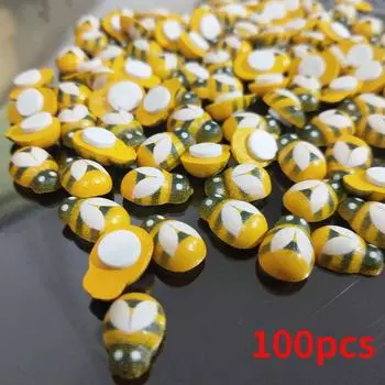 100 шт. деревянные мини-самоклеящиеся наклейки с изображением пчелы 100pcs жёлтый