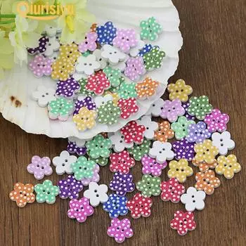 100 шт. деревянные пуговицы для шитья своими руками, для скрапбукинга, цветочные горошки, смешанные 20 х 2 мм, шитье одежды и ткани