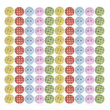 100 шт. деревянные пуговицы на белом фоне, 9-цветная ткань с принтом, швейные принадлежности, 15 мм