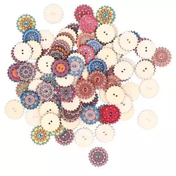 100 шт. деревянных пуговиц GearShape 2 Holes Button DIY Craft Scrapbook швейные принадлежности