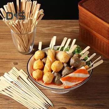 100 шт. деревянных шпажек 6 дюймов, прочные коктейльные шпажки для закусок, плоские палочки для еды на вечеринке, барбекю, фруктов, сыра, досок для колбасных изделий, аксессуары 100pcs