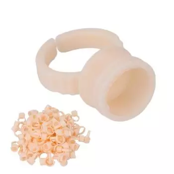 100 шт., держатель для чернил для татуажа бровей, губ, силиконовый пигмент для микроблейдинга, наращивание ресниц, клей, кольцо, чашка