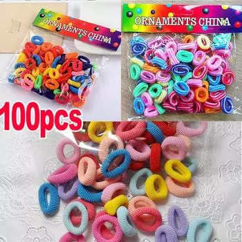 100 шт., детская веревка для волос, резинка для волос для девочек, резинка для волос, держатель для хвоста, разноцветная резинка для волос, резинка A