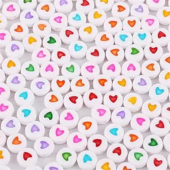 100 шт. детские акриловые плоские бусины алфавитные цифры бусины для изготовления ювелирных изделий своими руками ожерелье браслет heart