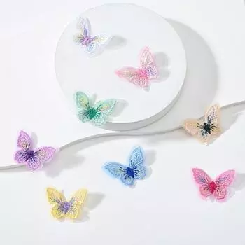 100 шт. DIY материал бабочка нашивки ручная работа аппликация из ткани для одежды сумка заколки для волос белый