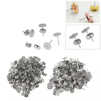 100 шт. DIY практичные плоские серьги-иглы удобные плоские серьги-гвоздики аксессуары для сережек ручной работы 4mm