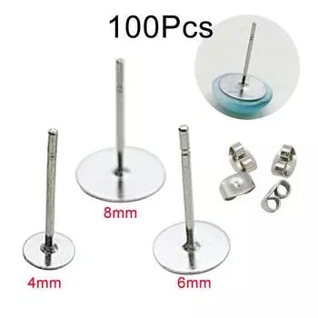 100 шт. DIY практичные удобные плоские серьги с плоским дном игла для сережек аксессуары серьги ручной работы 4mm