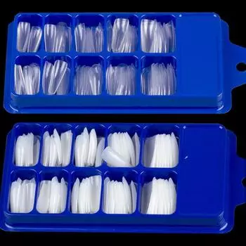 100 шт., длинные накладные ногти в стиле балерины, акриловые, с полным покрытием, французские накладные кончики, искусственные, прозрачные, натуральные, УФ-гель для маникюра, красочные накладные кончики